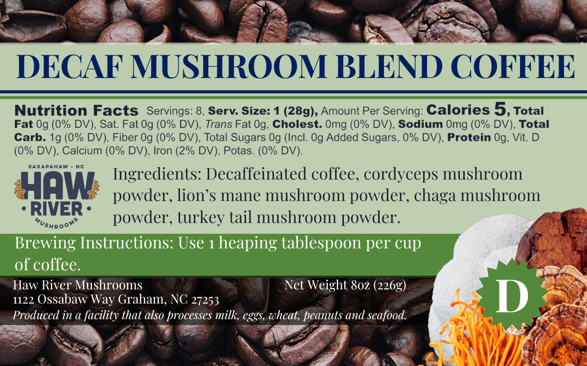 Mushroom Blend Coffee, Decaf 8oz